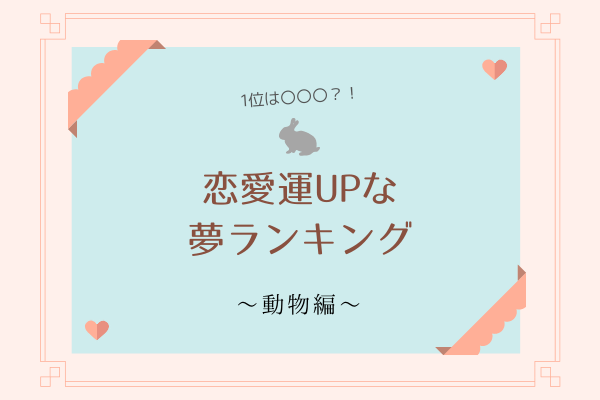 1位は〇〇〇？！見たら恋愛運急上昇な【夢ランキング】～動物編～