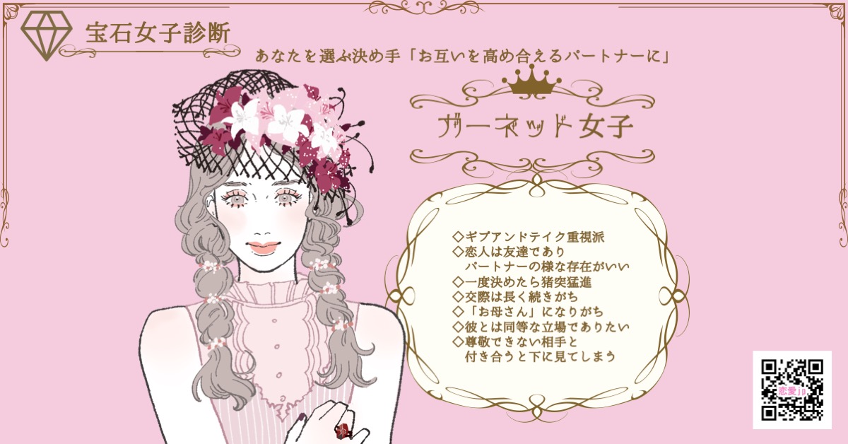 あなたが運命の相手から選ばれる理由は？『宝石女子診断』