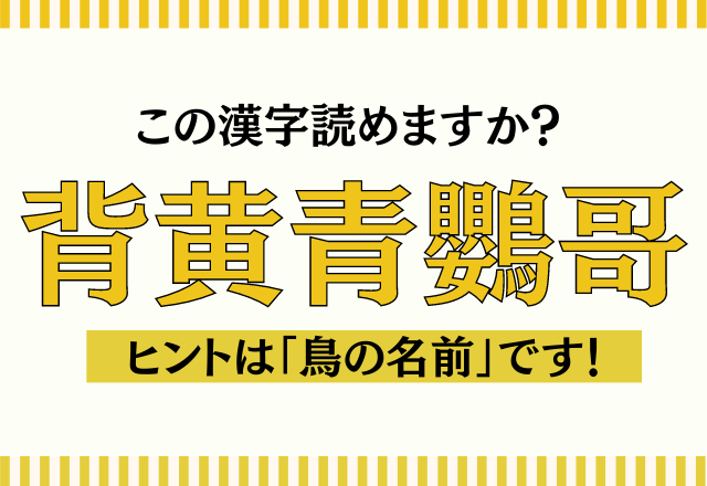 飼っている人もいるかも？【背黄青鸚哥】ヒントは「鳥の名前」です！