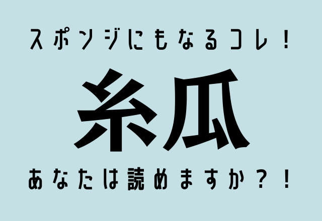 スポンジにもなるコレ！【糸瓜】あなたは読めますか？！
