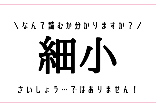さいしょう…ではない？！【細小】なんて読むか分かりますか？