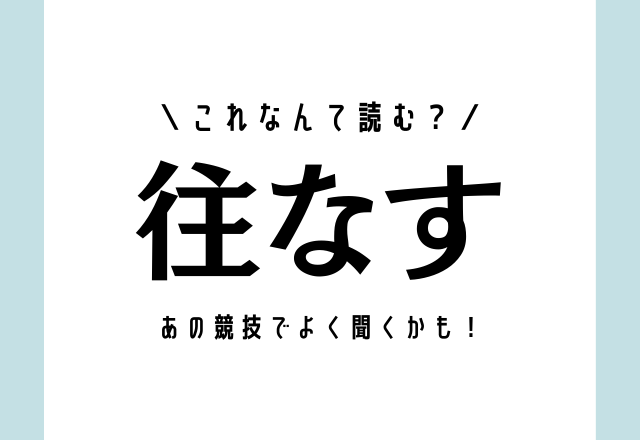 これなんて読む？「往なす」あの競技でよく聞くかも！