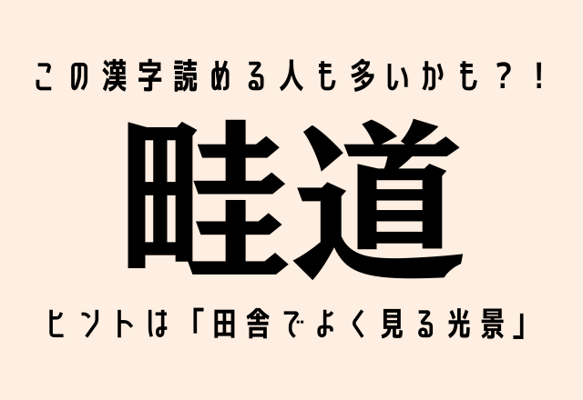 この漢字読める人も多いかも？！【畦道】ヒントは「田舎でよく見る光景」です