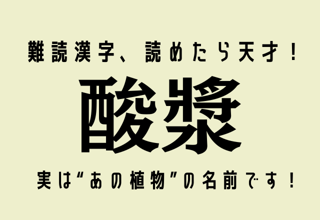 難読漢字、読めたら天才！【酸漿】実は“あの植物”の名前です！