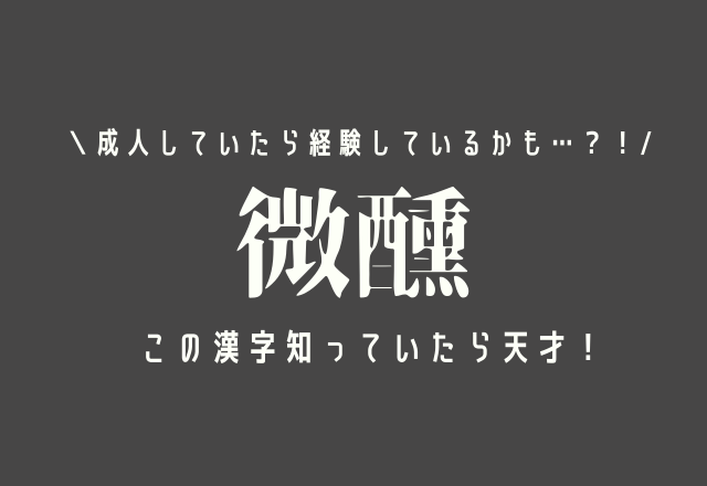 成人していたら経験しているかも…？！【微醺】この漢字知っていたら天才！