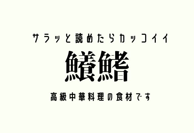 サラッと読めたらカッコイイ【鱶鰭】高級中華料理の食材です
