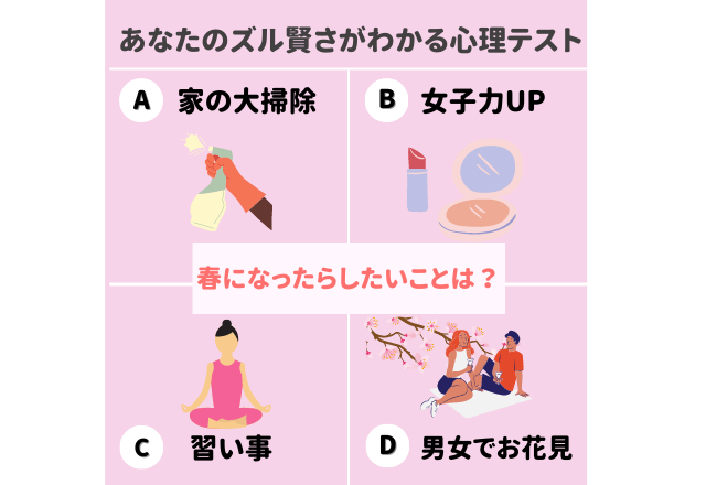 【心理テスト】春になったらしたいことでわかる「あなたのずる賢さ」