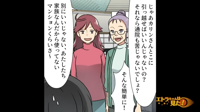 母の通院用“マンション”を欲しがる義母妹VS拒否する私→「カチン」義母妹の”耳を疑う言葉”で限界突破！