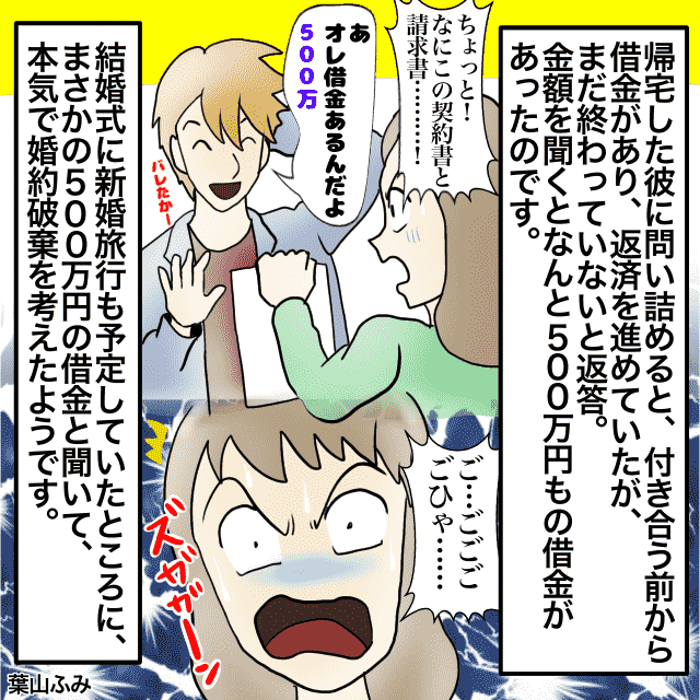 婚約をした彼に多額の借金があることが判明。婚約破棄も考えていたものの、彼の両親に借金を肩代わりしてもらい結婚。＜金銭トラブルエピソード＞