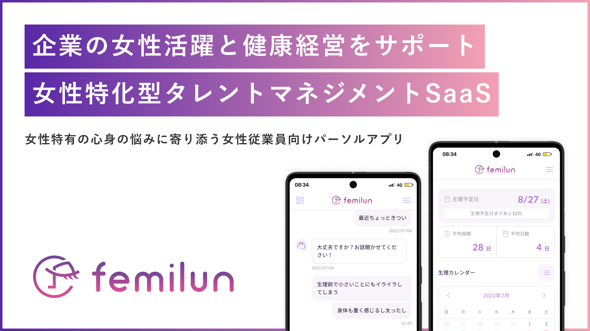 モチベーションを見える化！？女性従業員向けパーソナルアプリ「フェミルン（femilun）」とは